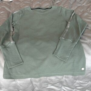 Calvin Klein Sage Green performance Top with Silver Sleeve Trim